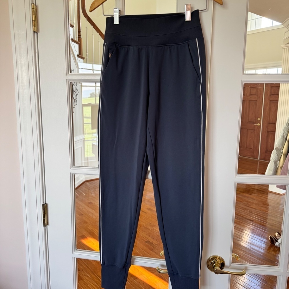 Athleta Venice High Rise Track Stripe Jogger, Granite Blue, XS Tall - Picture 2 of 4